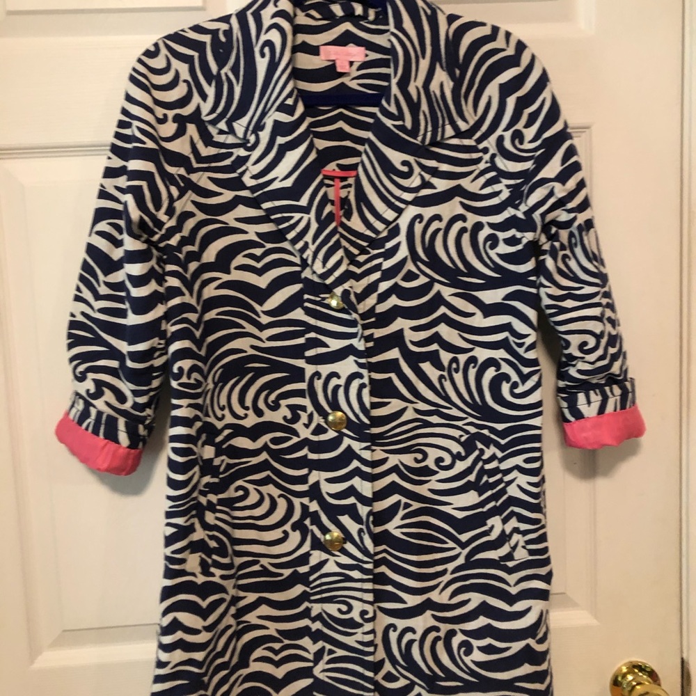 Lily Pulitzer Blue Zebra Print Coat